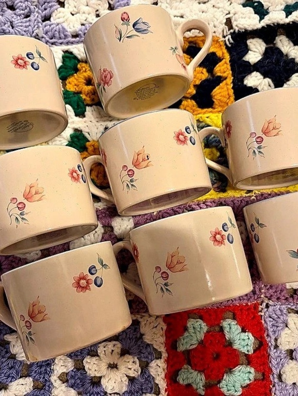 International Tableworks England Floral Stoneware Mugs Set of 8
